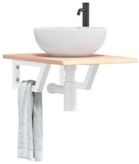 vidaXL Prateleira de parede p/ lavatório aço/madeira carvalho maciça