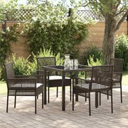 vidaXL Conjunto de Jantar de Jardim 5 Peças com Almofadas Castanho Rattan Sintético