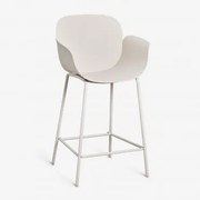 Taburete Alto De Jardim Em Polipropileno E Aço Lynette Branco Pedra & ↑65 Cm - Sklum