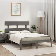 Estrutura de cama super king 180x200 cm madeira maciça cinzento