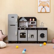 Conjunto de cozinha infantil com geladeira e máquina de lavar - cinza
