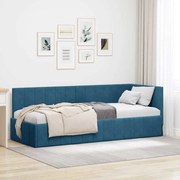 vidaXL Estrutura de Cama de Canto Azul 80 cm x 200 cm Veludo