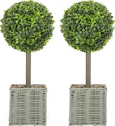 HOMCOM Conjunto de 2 plantas artificiais, árvores artificiais resistentes a UV em vaso, adequadas para interior e exterior, plástico, cimento, verde | Aosom Portugal