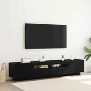 Cabide de TV vidaXL com Luzes LED em Carvalho Preto 200x35x40 cm em Madeira de Engenharia