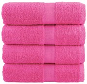 vidaXL Toalhas de rosto premium SOLUND 4 peças rosa 30x30 cm 600 g/m²
