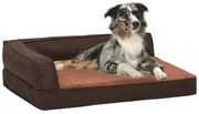 Cama para cães ergonómica 60x42cm aspeto linho pelúcia castanho