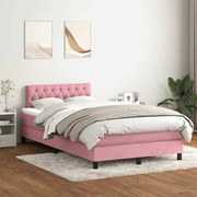 vidaXL Cama com molas/colchão 120x220 cm veludo rosa