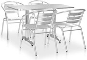 vidaXL 5 pcs conjunto de jantar para exterior alumínio prateado