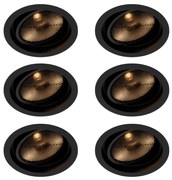 Conjunto de 6 focos embutidos ajustáveis pretos modernos - Coop 111 Honey