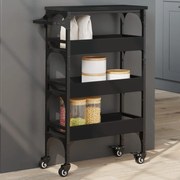 vidaXL Carrinho de cozinha 53x20x76 cm derivados de madeira preto