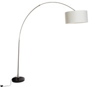 Candeeiro de Arco em Aço com Abajur em Tecido Branco 50 cm - XXL