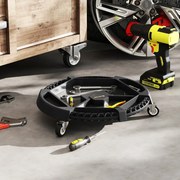 Carrinho para ferramentas redondo Oficina 49,5 x 11 cm com 3 rodas giratórias e 4 compartimentos Preto