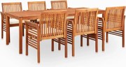 vidaXL 7 pcs conjunto de jantar exterior c/ almofadões acácia maciça