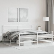 vidaXL Estrutura de cama com cabeceira e pés 200x200 cm metal branco