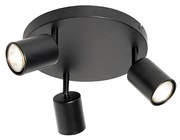 Candeeiro de teto moderno preto ajustável redondo 3 luzes - Java Moderno