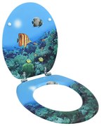 vidaXL Assento de sanita com tampa MDF design mar profundo