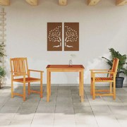 vidaXL Conjunto de Jantar para Jardim 3 pcs Castanho