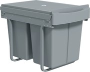 HOMCOM Lixeira de Cozinha Lixeira Sob a Pia Deslizante Embutida com 2x20 L Compartimentos Removíveis 52x33,5x41cm Cinza | Aosom Portugal