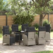 vidaXL Conjunto de Jantar para Jardim com 7 Peças em Polirattan, Cinza Claro