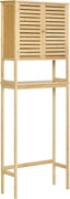 kleankin Móvel de Bambú sobre Sanita 60x23x173cm Armário Alto para Casa de Banho com 2 Portas 1 Prateleira Interior Natural | Aosom Portugal