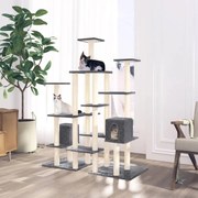 vidaXL Árvore p/ gatos c/ postes arranhadores sisal 145cm cinza-escuro