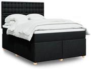 vidaXL Cama com molas/colchão 140x190 cm tecido preto