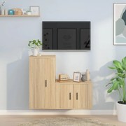 vidaXL 2pcs conjunto móveis de TV derivados de madeira carvalho sonoma