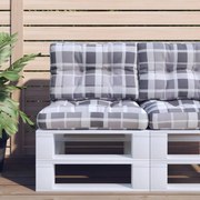 vidaXL Almofadão p/ sofá de paletes 60x40x12 cm tecido xadrez cinzento