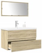vidaXL 3 pcs conj. móveis casa banho derivados madeira carvalho sonoma