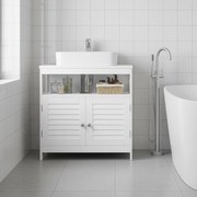 Armário de casa de banho para lavatório (NÃO INCLUIDO) com 2 portas de lâminas 30 x 60 x 60 cm Branco