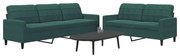 vidaXL 2 pcs conjunto de sofás com almofadões veludo verde-escuro