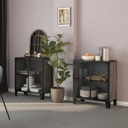 vidaXL Armários arrumação 2pcs 72x36x82 cm metal e MDF cinzento
