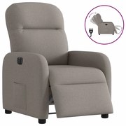 vidaXL Poltrona elétrica reclinável tecido cinzento-acastanhado