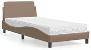 Cama com colchão 90x190 cm couro artificial cappuccino