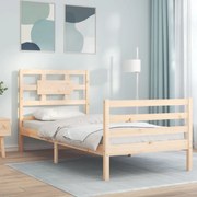vidaXL Estrutura cama de solteiro c/ cabeceira madeira maciça