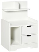 HOMCOM Mesa de Cabeceira Moderna com 2 Gavetas e 3 Compartimentos para Sala de Estar Quarto Carga 30 kg 40x30x60 cm Branco