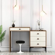 Mesa de Maquilhagem Lizbon500 – Nogueira e Creme – 124x84,7x40 cm