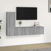 Conjunto móveis de TV 3 pcs madeira processada sonoma cinza