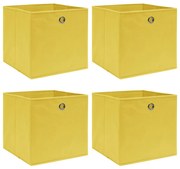 Caixas de arrumação 4 pcs 32x32x32 cm tecido amarelo