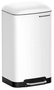 Lixeira SONGMICS, 30L, Lixeira de Aço com Pedal, com Balde Interno e Tampa, Fecho Suave, Hermética, para Cozinha, Sala de Estar, Branca LTB01W