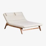 Espreguiçadeira Dupla Em Madeira De Acácia Com Almofada Vejer Gardénia Branco - Sklum