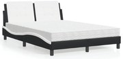 vidaXL Cama com colchão 120x200 cm couro artificial preto e branco
