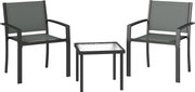 Outsunny Conjunto de Mesa e Cadeiras com 3 peças Conjunto de Jardim 2 Cadeiras de Textilene e Mesa de Vidro Cinza Claro | Aosom Portugal