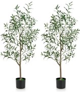 Pacote com 2 arbustos de cedro artificial em forma de lágrima de 90 cm, verde-escuro