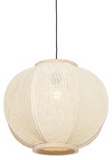LED Candeeiro suspenso inteligente tecido natural 48 cm Incl. Wifi G95 - Rob