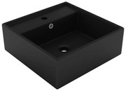 Lavatório luxuoso quadrado 41x41 cm cerâmica preto mate