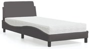 vidaXL Cama com colchão 90x200 cm couro artificial cinzento