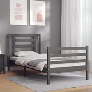 Estrutura de cama com cabeceira 100x200cm madeira maciça preto