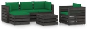 6 pcs conj. lounge jardim + almofadões madeira impreg. cinzento