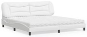 vidaXL Cama com colchão Hvar 200x200 cm couro artificial branco